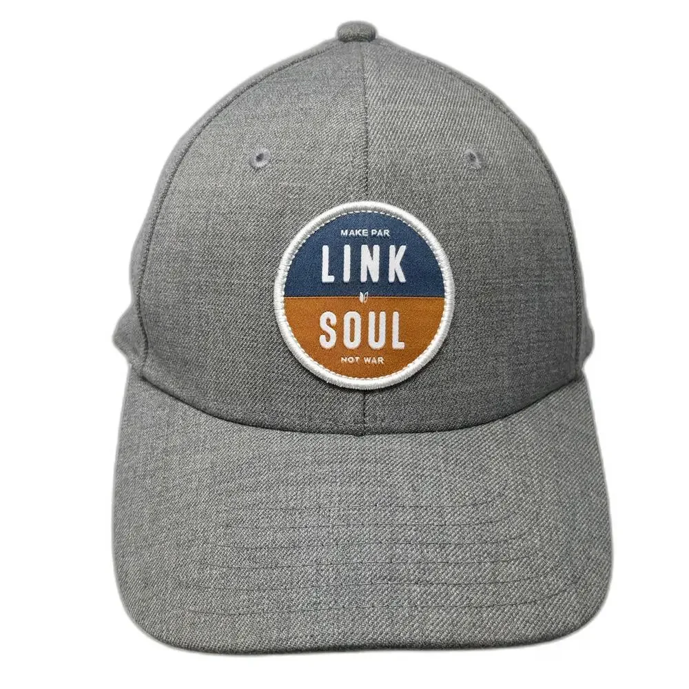 Linksoul Snapback Hat Gray One Size Green Undervisor Wool Blend Golf Patch